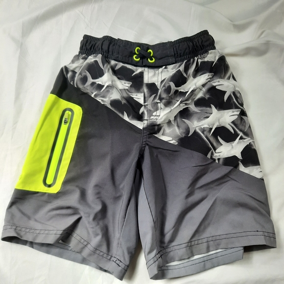 Size M(8) Boys Swim Trunks with Shark Design and Zip Pocket. Flawed. - Picture 1 of 9
